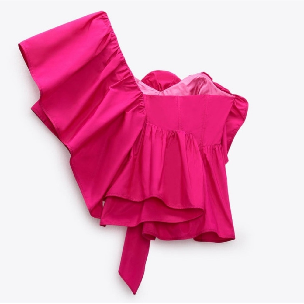 Zara Pink Ruffled Blouse - Picture 4 of 7